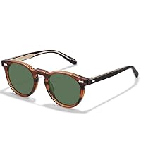 CARFIA Men's Sunglasses UV Polarised Round Vintage Acetate Design CA5506