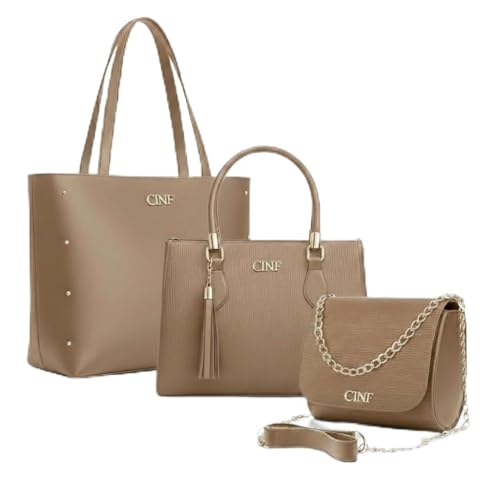 Kit Bolsa Sacola Grande + Transversal Média +Tira Colo Pequena (Amêndoa)
