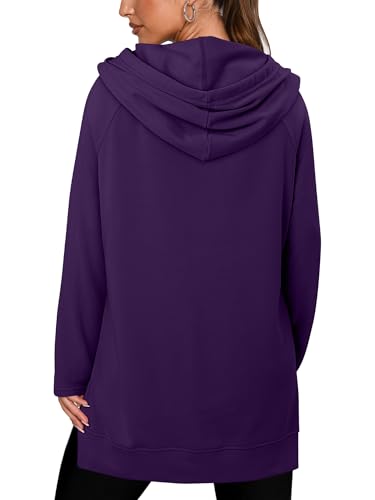 KISSMODA Women Hoodies Dress Long Sweatshirts Dress Raglan Sleeves Oversized Sweatshirts with Pocket 2025 Fall Winter Trendy