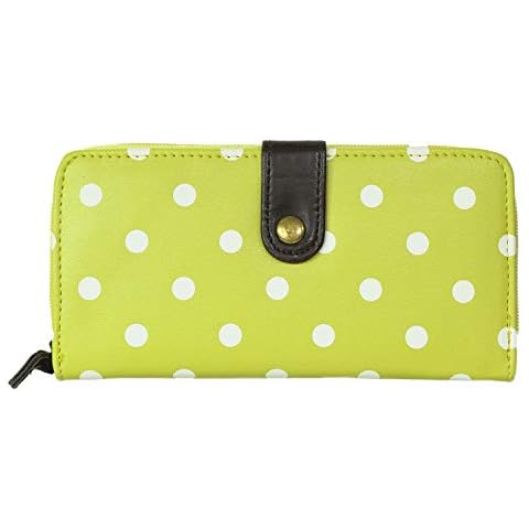 Women's Special PU Leather Polka Dots Printed Medium Wallets (Light Green) Cover