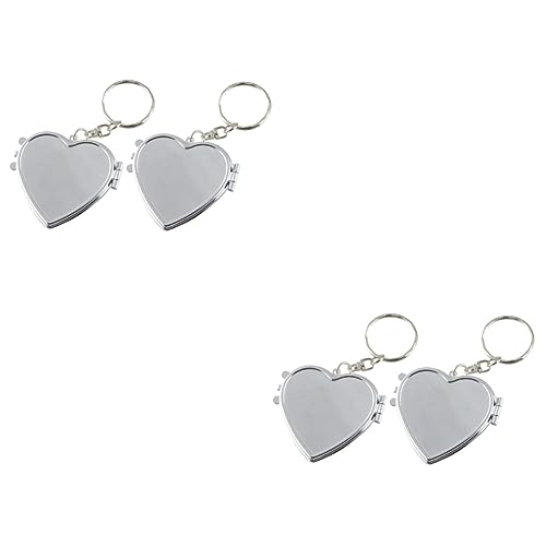 SOIMISS 4piezas Espejo De Maquillaje De Doble Cara Forma De Llaveros Espejo Plegable Accesorio Práctico Para y Plateado