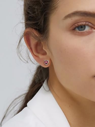 KeyStyle Birthstone Earrings for Women,Hypoallergenic Square/Round/Heart Stud Earrings with 925 Sterling Silver Posts & Push Backs,Small Dainty 5/6mm CZ Stud Earrings, Gold Silver Birthday Jewelry2