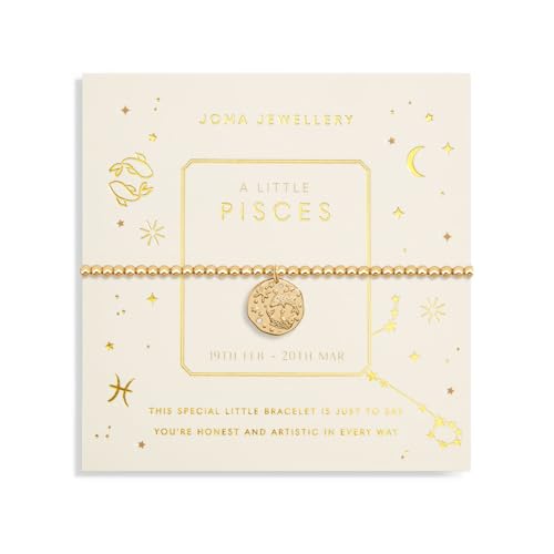 Joma Jewellery Gwiazda znak mały horoskop pozłacana bransoletka z 17,5 cm stretchem, One Size Fits All, Srebro Jedwab