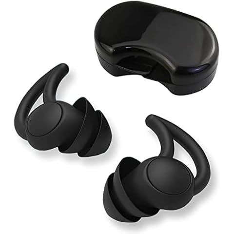 Ear Plugs for Sleep, Noise Cancelling Earplugs Ear Buds Defenders Silicone Reusable Hearing Protection for Sleeping aids Shooting Snoring Swim Concerts Motorcycle Work Airplane Travel (Black) Cover