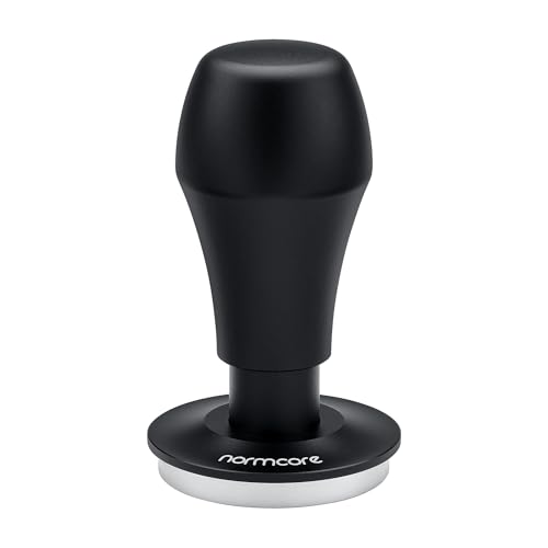 Image of Normcore 45.5mm Coffee Tamper V4.1 with Click Sound Feedback, Spring Loaded Tamper with 304 Stainless Steel Flat Base Fits Flair Pro and Pro 2, Anodized Aluminum Handle with Silicone Stand, Black