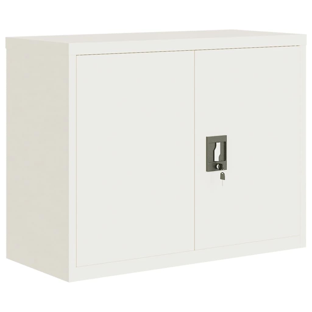 Armadio da ufficio, armadietto in acciaio, armadietto in metallo, armadietto da ufficio, armadietto a scomparti, adatto per ufficio, scuola, archivi, bianco, 90 x 40 x 110 cm