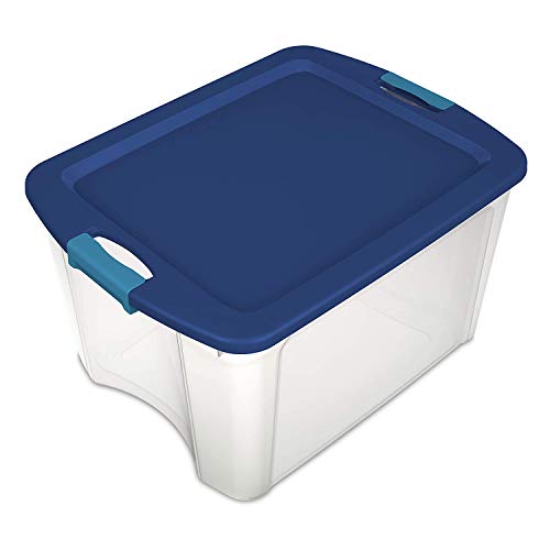 STERILITE 72 Qt./18 Gal. Latching Storage Bin with Clear Base – True Blue