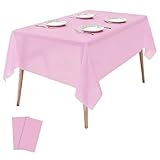 2 Pack Plastic Tablecloths Disposable Plastic Table Covers Cloths BBQ Picnic Birthday Wedding Parties Tablecloth Oil-Proof Waterproof Table Cloth Light Weight Thin Pink Cover 54 x 108 in