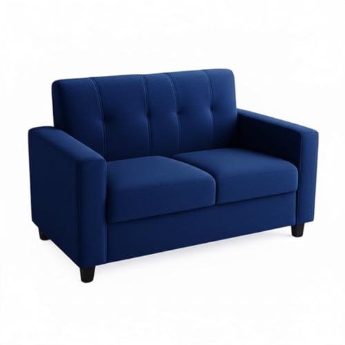 Image of FURNY Homeoy 5 Seater Fabric 3+2 Sofa Set (Blue) with Premium Velvet Finish | Durable Comfort Ideal for Living Room