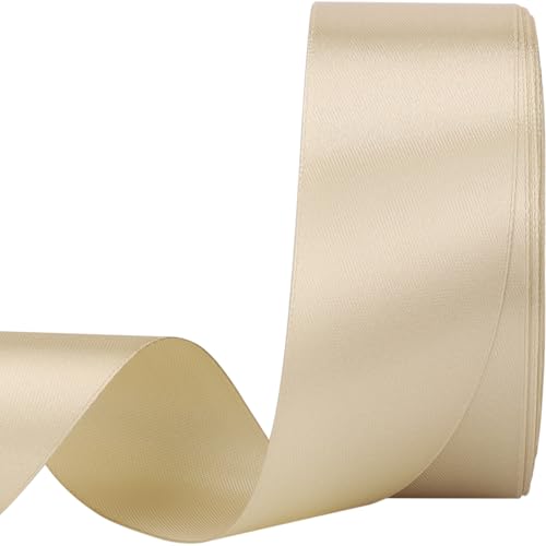Nsilu Ribbon for Gift Wrapping 50 Yards Perfect Wedding Party Wreath Sewing DIY Hair Accessories Decoration Floral Hair Balloons Other Projects (Champagne 1-1/2 inch)