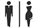 3DP Signs - 15 cm Geprägt Toilette Design türschild SA108 wc schilder selbstklebend - Moderne Damen wc Aufkleber Bad Schild für türen - Mann und Frau Toilettenschild Restroom Badezimmer. (Schwarz)