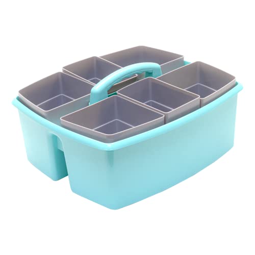 Image of Storex Large Classroom Caddy with Cups, 13 x 11 x 6.575 Inches, Teal, Case of 2 (00984U02C)