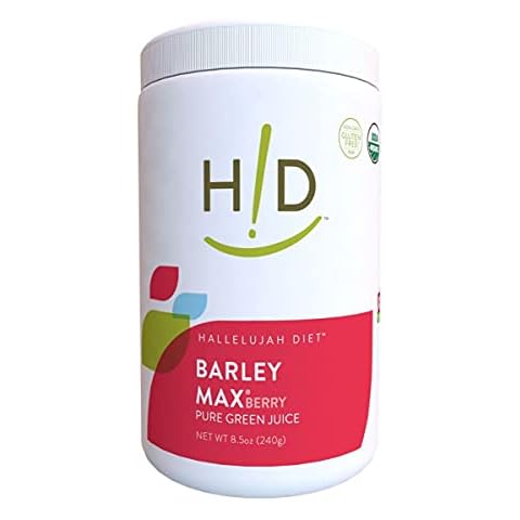 Hallelujah Diet Organic BarleyMax - Barley and Alfalfa Green Juice Powder, Berry Flavor, 8.5 Ounces (60 Day Supply) Cover