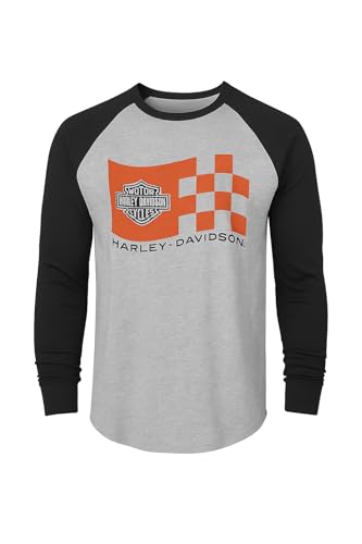 Harley-Davidson Racing Men's Race Logo Baseball T-Shirt, Gray