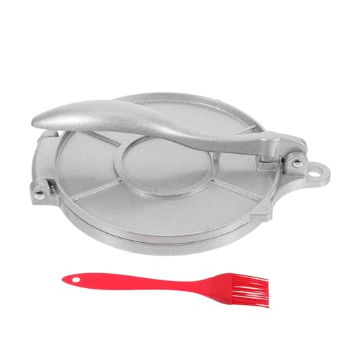UKCOCO Prensa Manual para Hacer Empanadas y Tortillas de Aleación de Aluminio, Molde de 20 Cm con Superficie Lisa, Cepillo de Silicona Incluido, Herramienta Multifuncional para Masa