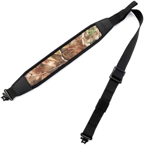 HUNTPAL 2 Point Gun Sling Shotgun Sling Rifle Sling with Steel Swivels and Thumb Hole, 1.25" Nylon Webbing Belt Hunting Shooting Gun Sling, Neoprene Padded Airsoft Airgun Crossbow Bow Shoulder Strap…