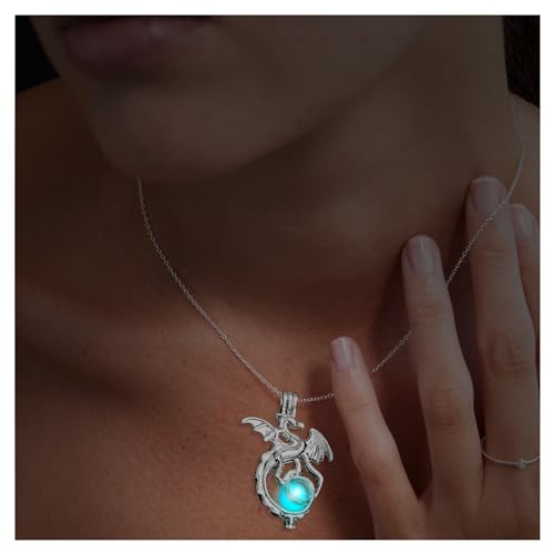 Collar de alas de dragón que brilla en la oscuridad con pendientes luminosos 4