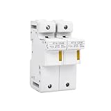 KTMBOHU RT18-125AM 1-4P 63A 80A 100A 125A Portafusibles de Montaje en Carril DIN Base portafusibles 1 Polo for tamaño de Enlace de 20x58mm AC690V(2P,with Core 100A)