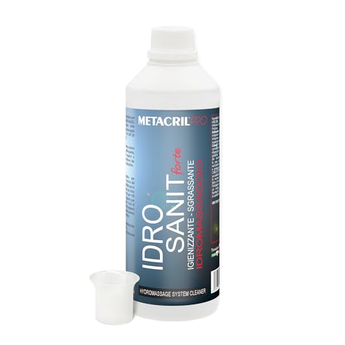 Metacril Pro Idro Sanit Forte con Dosatore Graduato, Detergente per Impianti Idromassaggio, Trattamento di Mantenimento - 1 LT