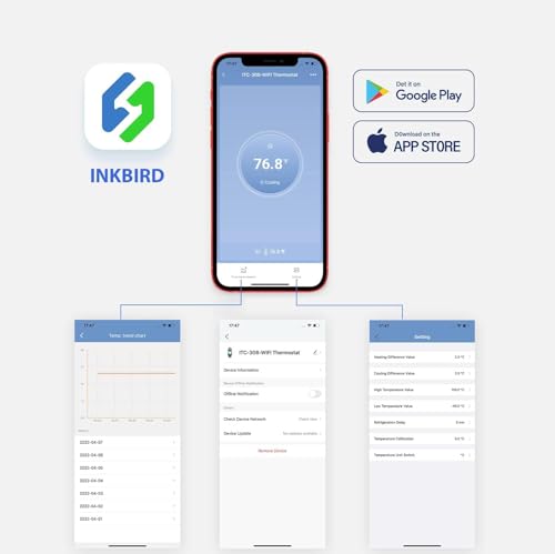 Inkbird WiFi ITC-308 Digital Temperature Controller Thermostat Remote Monitoring Controlling Home Brewing Fermentation Breeding Incubation Greenhouse