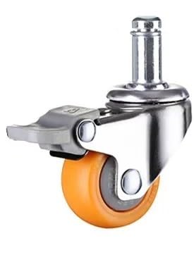 Roulettes pivotantes orange pour meubles de salon et bureau en caoutchouc 2"