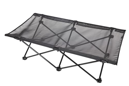 KingCamp Erhöhtes Hundebett Hundeliege Outdoor Haustierbett Haustierliege Atmungsaktivem Mesh & Wildledermatte & Rutschfesten Füßen für Reisen Garten Outdoor Indoor, Schwarz 121 × 68 × 30 cm