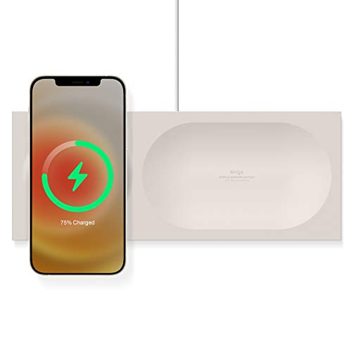 elago Charging Tray Compatible with MagSafe Charger Compatible with iPhone 16/15/14/13/12 AirPods Wireless Case and Other Wireless Charging Phones [Stone] [Charging Cable Not Included]