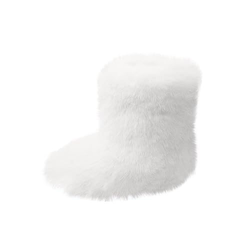 Girls Cute Faux Fur Ankle Boots Fuzzy Shaggy Fashion Short Boots Winter Warm Thick Booties Snow Shoes