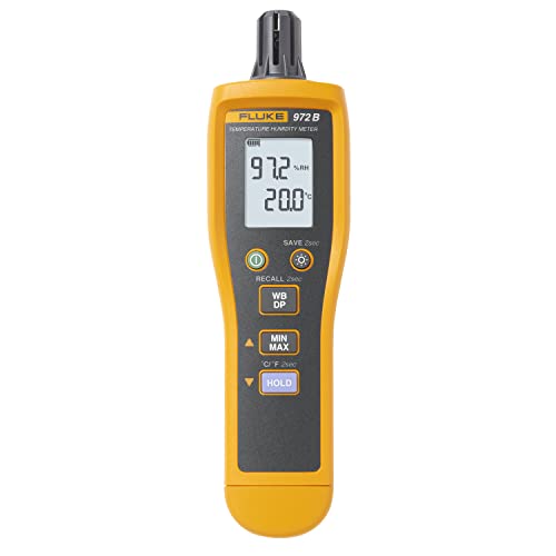 Image of Fluke 972B Digital Temperature Humidity Meter, (Thermo-Hygro Meter) with Dew Point & Wet-Bulb Measurement Backlit LCD Display 99 Memory Storage Min-Max-Data Hold with 1 Year Replacement Warranty