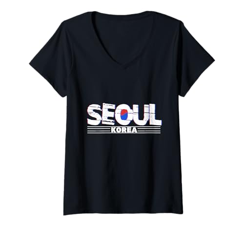 Mujer Corea Seúl - La Capital Corea del Sur Metrópoli Camiseta Cuello V