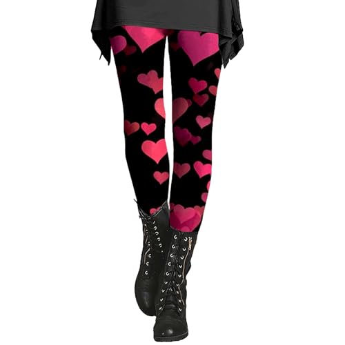 Legging Pants For Women Straight Leg Yoga Leggings with Pockets Heart Womens Soft Plus Size Tall Leggings Heart Leggings Women Flare New Year Pantalon Mujer Verano Lino Pantalones (Hot Pink, XXXXXL)
