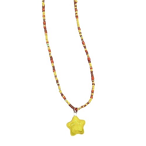 Collier ras du cou perles de riz ajustable avec pendentif étoile coloré anti-torsion