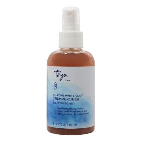 Taya Amazon White Clay Thermo-Thick Thickening Mist for Thin, Fine and Thinning Hair– Heat Activated Volumizing Leave In Spray for Thicker, Fuller, Denser Styling. Provides Body, Volume, and Texture.