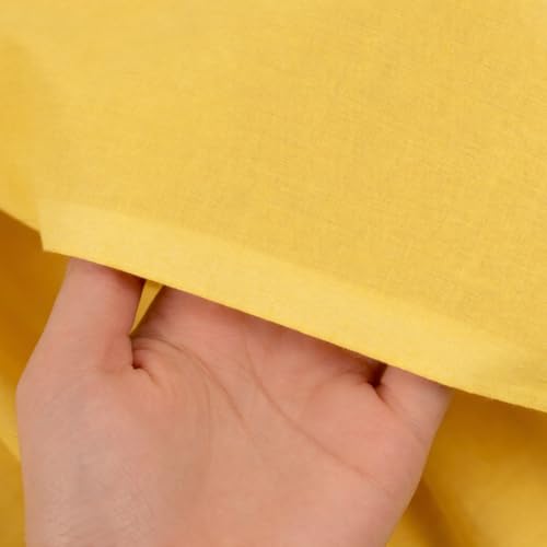 Image of Soimoi Yellow Solid 60 * 60's Cotton Cambric Fabric by 2 Yards, 56 Inch Wide Light Weight Material Suitable for Kurtis, Blouses, Kids Clothing, Tunics, Dresses and Summer Apparel