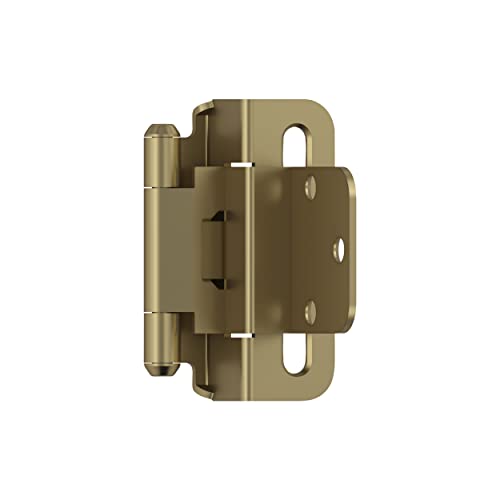 Image of Amerock 1 Pair 3 /8 inch Inset Burnished Brass Self-Closing Wrap Cabinet Hinge | Steel Cabinet Hinge for Kitchen, Bathroom and Furniture Doors, 3 /8 inch (10mm) Inset, Self Closing, Partial Wrap