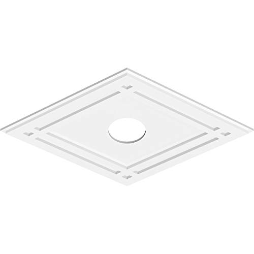 Image of Ekena Millwork CMP34X22DD-05000 Diamond Architectural Grade PVC Contemporary Urethane Ceiling Medallions 34 inchW x 22 5 /8 inchH x 5 inchID x 12 inchC x 1 inchP