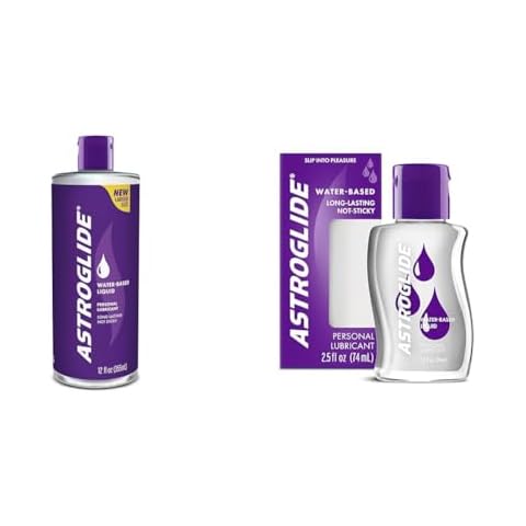 Astroglide Personal Lubricant Value Size 12oz & Travel Size 2.5oz Water-Based Lubes, Long Lasting, Condom Compatible Cover