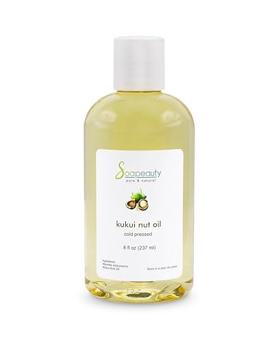 Soapeauty KUKUI NUT OIL Cold Pressed | 100% Pure & Natural | Moisturizing Oil for Face Skin Hair DIY | 8 fl oz