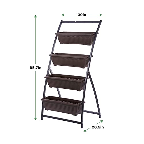 KHOMO GEAR Vertical Garden Planter Balcony Garden Outdoor 4 Tier Raised Bed Box with Stacking Planters Indoor Patio Tower for Plants Vegetables Flowers & Herbs by KHOMO GEAR - Image 2