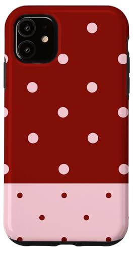 Burgundy and Pink Polka Dots Trendy Polkadots Aesthetic �X�}�z�P�[�X iPhone 11 �p