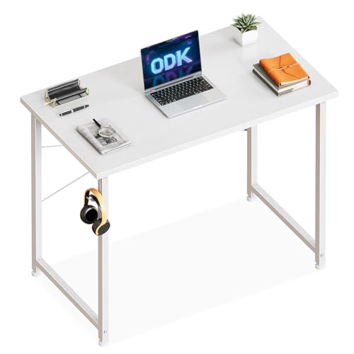 ODK Kleiner Schreibtisch, 80×40cm Computertisch Bürotisch Mit Kopfhörer Halter, Schreibtisch...