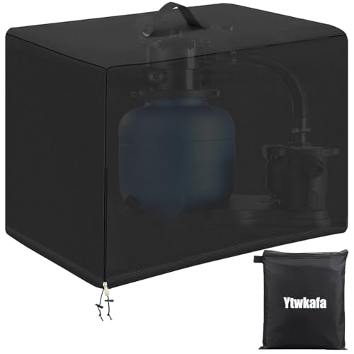 Ytwkafa Poolpumpe Abdeckung, Technikbox, 420D Schwere Ausführung, Wasserdichte Sandfilteranlage Für Clear Poolpumpe (Schwarz, 84x61x86CM)