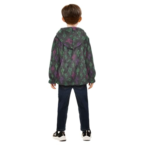 CHIFIGNO Cactus Boys Polar Fleece Lined Outerwear Jackets, Toddler Boy Hoodies with Hooded 3T4