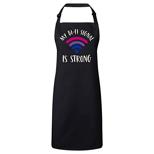 Tablier cuisine noir LGBTQ+ My Bi-fi Is Strong en coton premium réglable