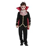 Halloween Party Sets: Unerwartete und überraschende Halloween Kostüme, reichhaltige Kombinationen lassen Sie und Ihre Kinder sich keine Gedanken über die Auswahl von Halloween Kostümen machen, denn unser Halloween-Set enthält ein schwarzes Oberteil, eine schwarze Hose und einen schwarzen Umhang. Ziehe deinem Jungen dieses Halloween Vampirkostüm an und er wird mit Sicherheit der beste Cosplayer auf der Party sein.