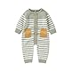 Dazzerake Baby-Overall für Jungen und Mädchen, gestrickt, Langarm, gestreift, Overall mit Rundhalsausschnitt, Unisex, 0-18 Monate, Herbst und Winter, Grüner Streifen, 9-12 Monate