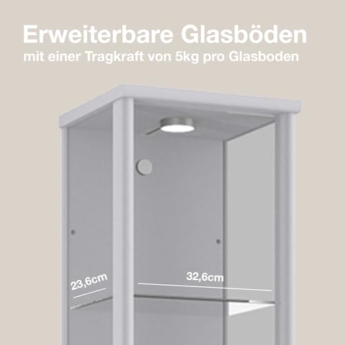 Sammlervitrine K-Möbel Glasvitrine stehend 176x37x33cm
