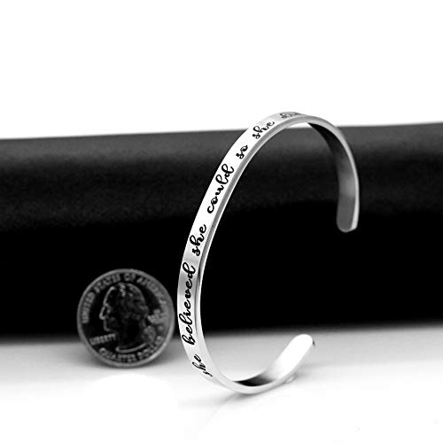 Image of Uloveido Stainless Steel Inspirational Bracelets for Women Engraved Personalized Mantra Initial Motivational Cuff Bangle Y460