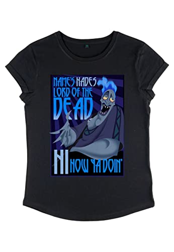 Disney Hercules Names Hades-Camiseta de Manga Larga para Mujer, Negro, M