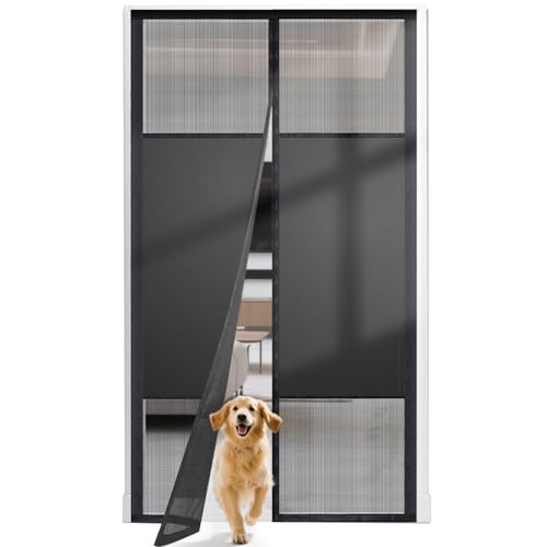 Magnetic Screen Door with Privacy Protection Thick PET Mesh Screen Fit for Door Size 36x80 Inch(Product Size 38x81 Inch) Pet Friendly Screen Curatin for Doorway to Keeps Bugs Out